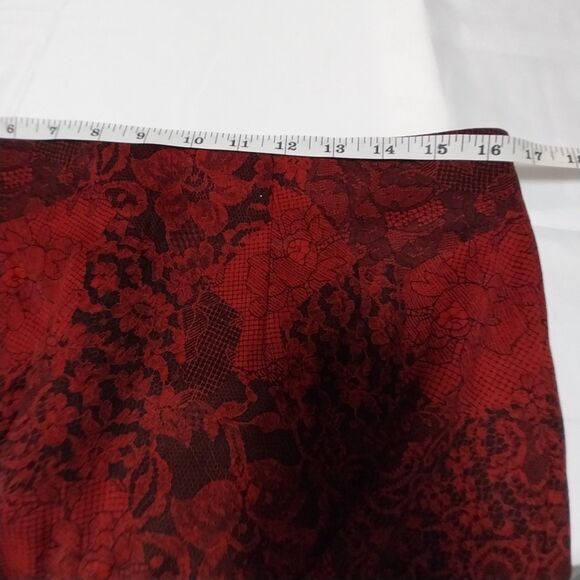 Vtg Briggs skirt Womens 14 red black floral long midi pencil slit Whimsygoth 90s - Picture 5 of 7